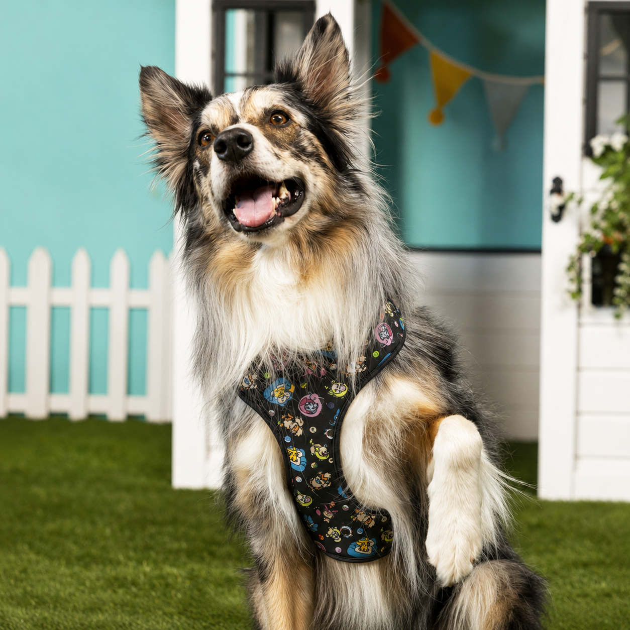 adogwithafloralharnesssitsongreengrassinfrontofawhitepicketfenceandahouse.png adogwithafloralharnesssitsongreengrassinfrontofawhitepicketfenceandahouse.png