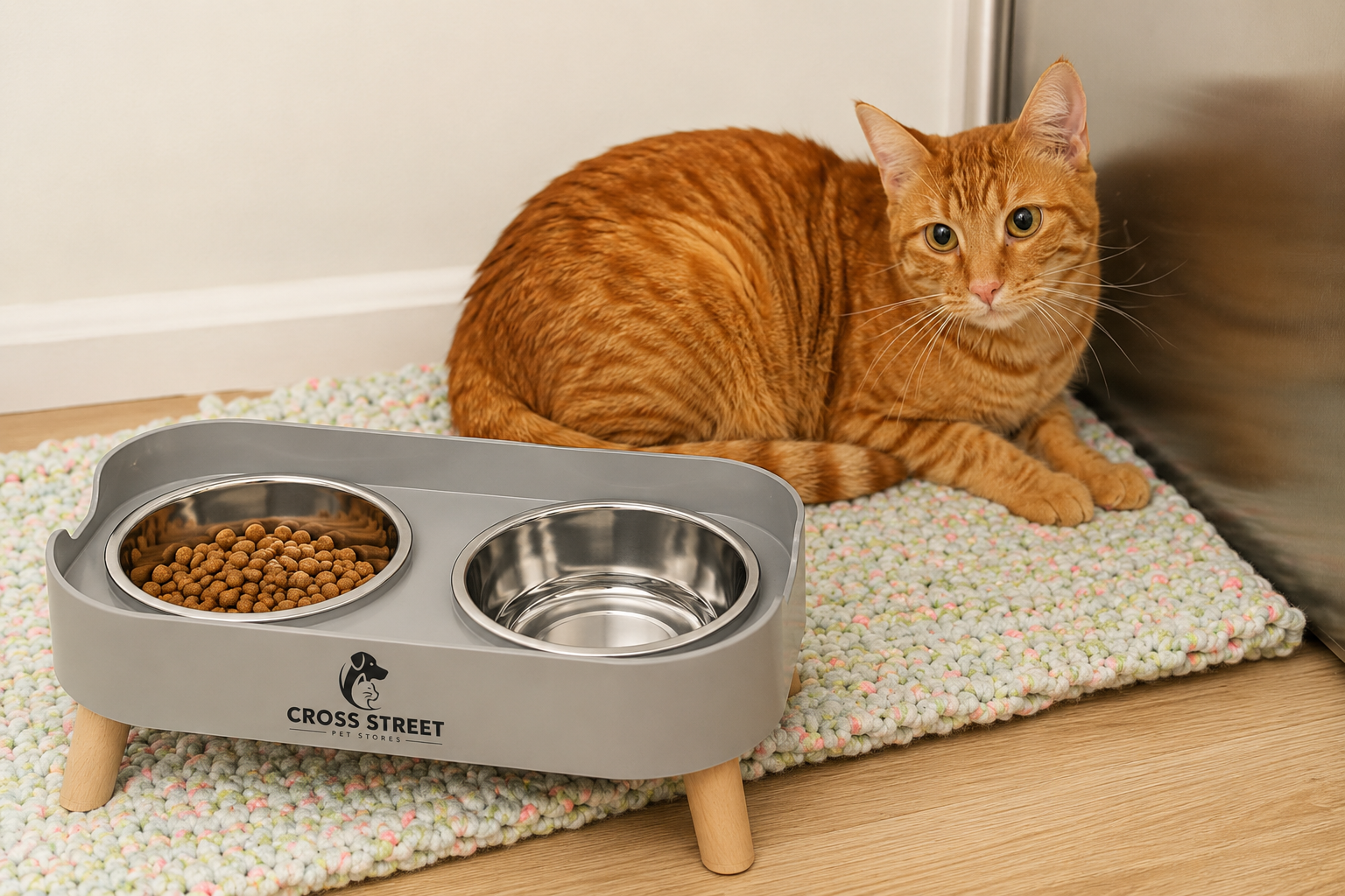 anorangetabbycatlyingonamatnexttoastainlesssteelandgraypetfood.png anorangetabbycatlyingonamatnexttoastainlesssteelandgraypetfood.png
