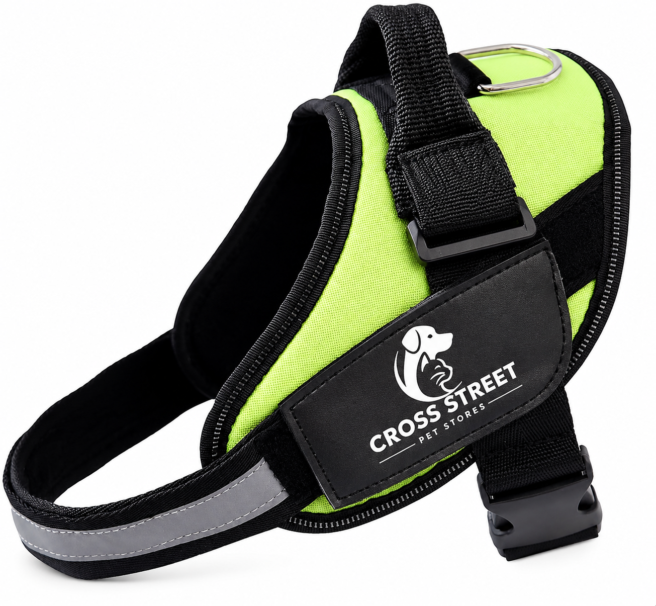 vibrantneongreendogharnesswithblackstrapsandcrossstreetpetstorelogo.png vibrantneongreendogharnesswithblackstrapsandcrossstreetpetstorelogo.png